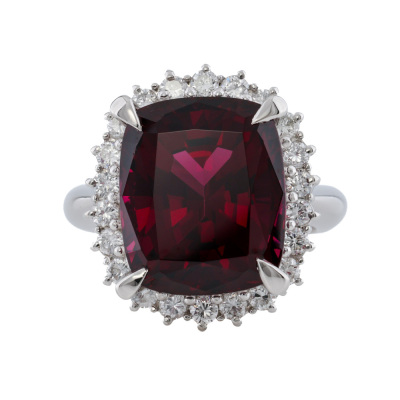 12.56ct Rhodolite Garnet & Diamond Ring