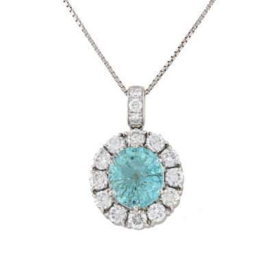 3.15ct Mozambique Paraiba Tourmaline Pendant GIA