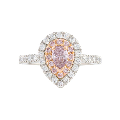 Pink Diamond Halo Ring GIA