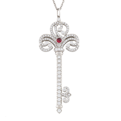 Tiffany & Co Key Ruby & Diamond Pendant