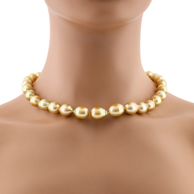 13.2-10.0mm Golden South Sea Pearl Strand Necklace