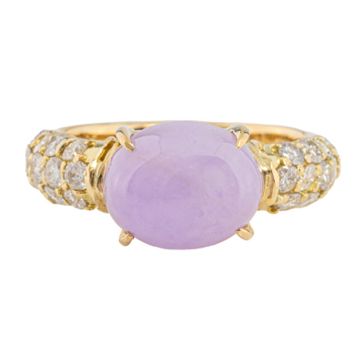 4.68ct Lavender Jade & Diamond Ring GSL
