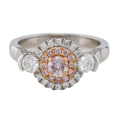Pink Diamond Double Halo Ring