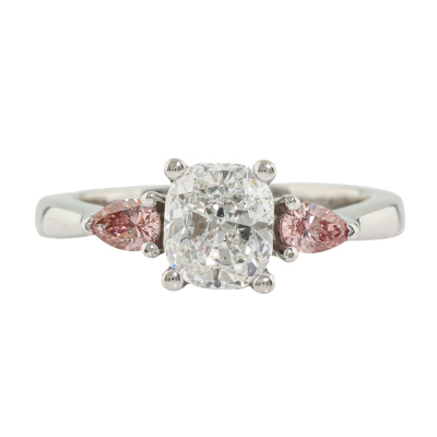 1.00ct Argyle Origin Diamond D SI1 GIA & 2 Pink Diamonds Ring