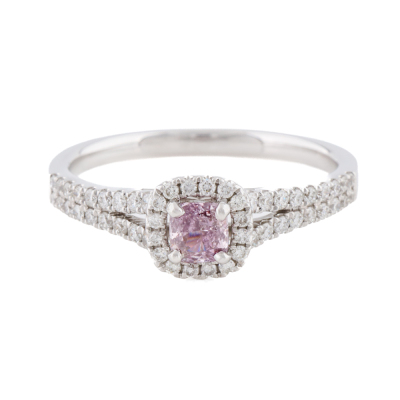 0.25ct Centre Pink Diamond Halo Ring GIA