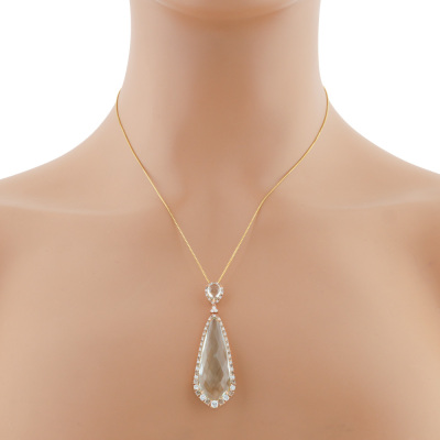 23.57ct Prasiolite & Diamond Pendant