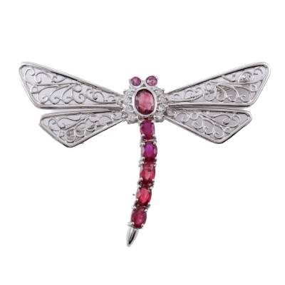 1.76ct Ruby & Diamond Dragonfly Brooch