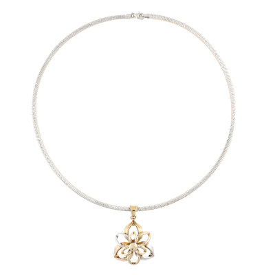Tri-colour Gold Flora Necklace, 9ct 13.7g