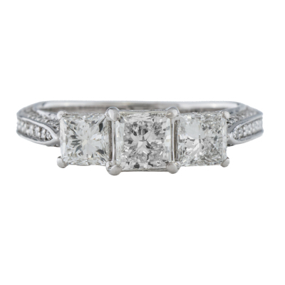 1.56ct Princess Cut Diamond Trilogy Ring
