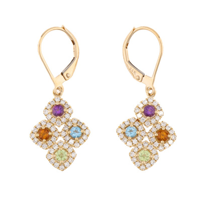 0.53ct Multi Gemstone and Diamond Earrings