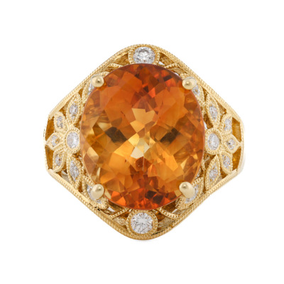8.25ct Citrine & Diamond Ring