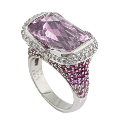 12.18ct Kunzite, Sapphire & Diamond Ring