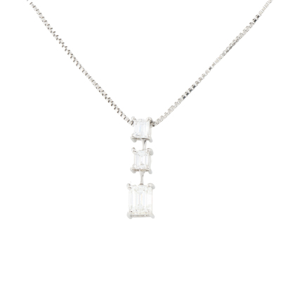 0.81ct Emerald Cut Diamond Platinum Pendant