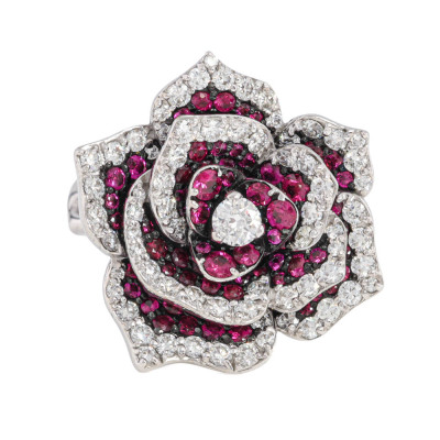 0.95ct Ruby & 1.02ct Diamond Ring 18ct Gold 19.8g