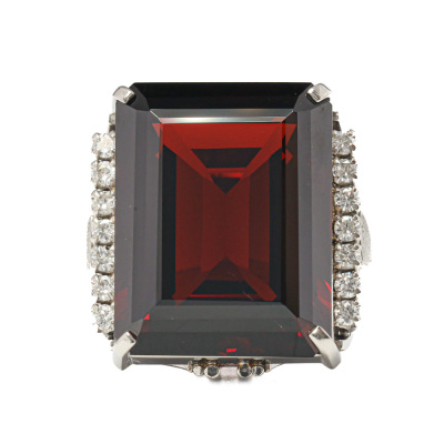 29.74ct Rhodolite Garnet and Diamond Ring