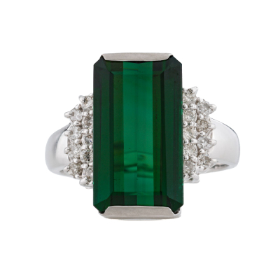 6.20ct Green Tourmaline & Diamond Ring