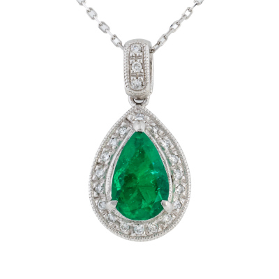 1.65ct Colombian Emerald & Diamond Pendant