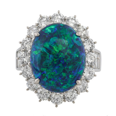 8.53ct Black Opal & 3.28ct Diamond Ring