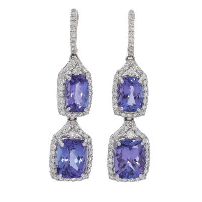 11.23ct Tanzanite & 1.43ct Diamond Earrings
