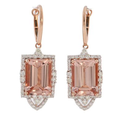 12.65ct Morganite & Diamond Oscar Friedman Earrings