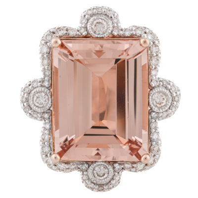 8.32ct Morganite & Diamond Oscar Friedman Ring