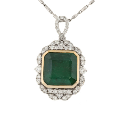9.54ct Emerald & Diamond Oscar Friedman Pendant