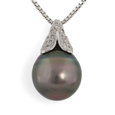 16.0mm Tahitian Pearl & Diamond Pendant