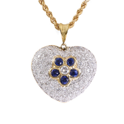 0.95ct Sapphire & 1.72ct Diamond Pendant