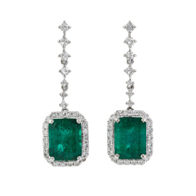 5.51ct Emerald & Diamond Oscar Friedman Earrings