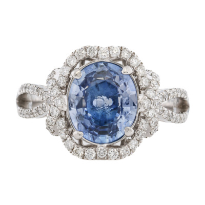 2.88ct Sri Lankan Sapphire & Diamond Karl Haas Ring GIA