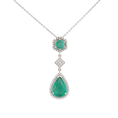 3.43ct Zambian Emerald & Diamond Pendant GSL