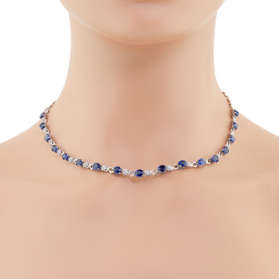 11.09ct Sapphire & Diamond Necklace, 18ct Gold