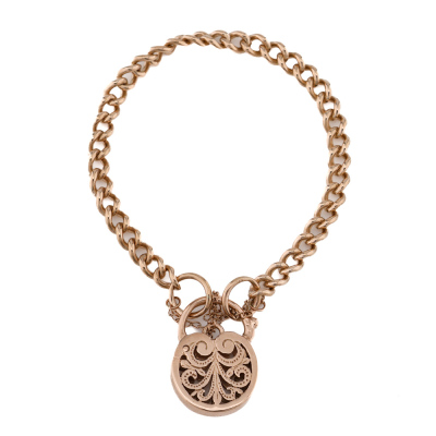 Chain Bracelet with Padlock, 9ct Rose Gold 16.4g