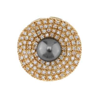 9.6mm Tahitian Pearl & Diamond Brooch