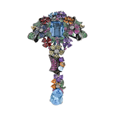 26.88ct Topaz, Garnet Amethyst Brooch 43.7g