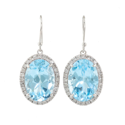 10.00ct Aquamarine & Diamond Earrings