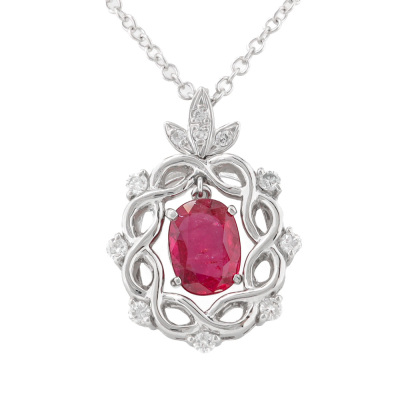 1.27ct Ruby & Diamond Pendant