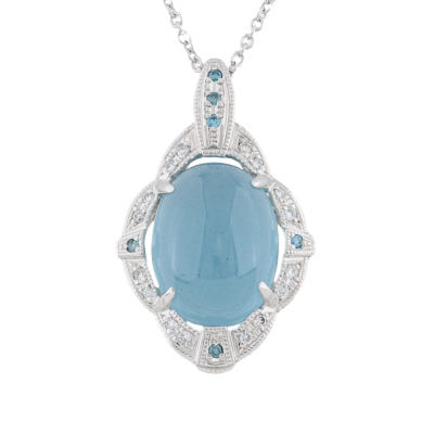 7.71ct Cats Eye Aquamarine & Diamond Pendant