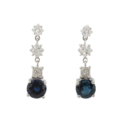 2.15ct Sapphire & 1.06ct Diamond Earrings