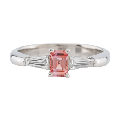 Padparadscha Sapphire & Diamond Ring