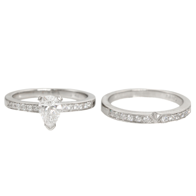 0.56ct Centre Diamond Engagement Ring Set GIA