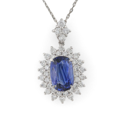 3.31ct Oval Sapphire & Diamond Pendant