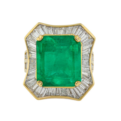 11.34ct Colombian Emerald & 2.48ct Diamond Ring