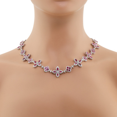 12.26ct Ruby & 6.58ct Diamond Necklace, 18ct Gold