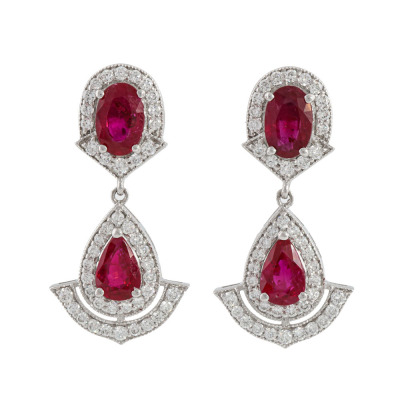 2.15ct Burmese & Mozambique Ruby Earrings GSL
