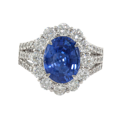 4.38ct Unheated Ceylon Cornflower Blue Sapphire Ring