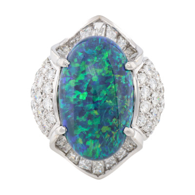 8.55ct Black Opal & 2.23ct Diamond Ring