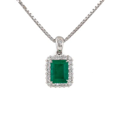 1.71ct Colombian Emerald & Diamond Pendant