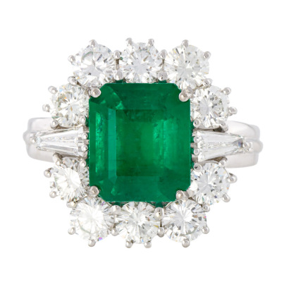 2.95ct Zambian Emerald & Diamond Ring GSL