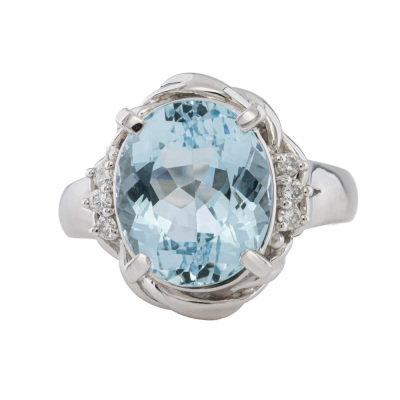 3.04ct Aquamarine & Diamond Ring